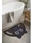 Yıkanabilir Siyah Kedili Banyo Halısı ve Paspas, Oval, 80X100 Cm, Şık ve Konforlu 2