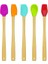 5 Parça Bambu Saplı Mini Silikon Spatula Kaşık Fırça Seti Renkli 1
