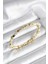 Zirkon Taşlı Küp Şerit Model Pirinç Gold Renk Kadın Bileklik - TJ-BB8022 1