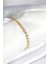 Pirinç Gold Renk Zirkon Taşlı Baklava Model Kadın Bileklik - TJ-BB8024 1