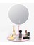 Beyaz Dokunmatik LED Işıklı Yuvarlak Masa Üstü Makyaj Aynası USB Li Modern Tasarım 3