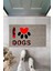 Dijital Baskı Gri Kırmızı Kalpli Patili I Love Dogs Dekoratif Kapı Paspası K-2076 1