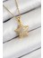 316L Çelik Zirkon Taşlı Yıldız Model Gold Renk Kadın Kolye - TJ-BKO10351 1