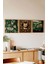 Ahşap Çerçeveli Mdf Tablo Seti – Kedi Saat & Botanik Görsel (3’lü Kombin) 23 x 23 5