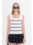 Kadın Kolsuz Kalın Askılı Ince Yazlık Kare Yaka Çizgili Triko Atlet 3