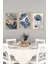 🦋 Mavi Rüya – 3’lü Mdf Uv Baskılı Modern Sanatsal Tablo Seti (3 Ebat Seçeneği) CRVS1027 13 x 17 5