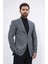 Slim Fit Mono Yaka Gri Astarsız Yünlü Tek Ceket 1