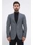 Slim Fit Mono Yaka Gri Astarsız Yünlü Tek Ceket 2