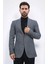 Slim Fit Mono Yaka Gri Astarsız Yünlü Tek Ceket 4