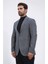 Slim Fit Mono Yaka Gri Astarsız Yünlü Tek Ceket 5