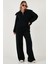 Pamuklu Oversize Fit Yarım Fermuarlı Yaka Uzun Kollu Triko Takım Bayan Takım 68351218 1