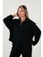 Pamuklu Oversize Fit Yarım Fermuarlı Yaka Uzun Kollu Triko Takım Bayan Takım 68351218 4