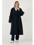 Oversize Fit Kruvaze Yaka Düğmeli Kemerli Uzun Trençkot Bayan Trençkot 6839476 5