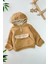 Kanguru Cep Detaylı Kapüşonlu Unisex Çocuk polar sweat - Açık Kahve 1