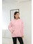 Üç Iplik Kanguru Cep Sweatshirt Pembe 2