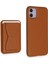 iPhone 11 Kılıf Hd Deri Luxury Magnet Kartvizitli Kapak - Kahverengi 2