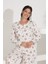 %100 Pamuk Uzun Kol Kadın Pijama Takımı 98290 4