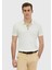 Ekru Düz Polo Yaka %100 Pamuk T-Shirt 1
