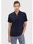 Lacivert Jakarlı Polo Yaka %100 Pamuk T-Shirt 1