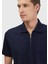 Lacivert Jakarlı Polo Yaka %100 Pamuk T-Shirt 3