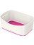 52571023 A5 Mybox Masaüstü Saklama Kutusu, Parlak Görünüm, Plastik, Beyaz/metalik Pembe 1