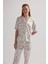 Kadın Viskon Kısa Kollu Gömlek Pijama Üstü 1