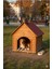 Pet Suya Soğuğa Dayanıklı Lüks Büyük Boy Ahşap Köpek Kulubesi Sokak Köpek Evi Kırmızı Çatılı 100X100X78 cm Ceviz 1