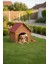 Pet Suya Soğuğa Dayanıklı Lüks Büyük Boy Ahşap Köpek Kulubesi Sokak Köpek Evi Kırmızı Çatılı 100X100X78 cm Ceviz 2