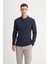 Premium Slim Fit Viskon Karışımlı Polo Yaka Lacivert Erkek Kazak 33210 1