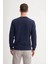 Slim Fit Pamuk Karışımlı Selanik Örgü Lacivert Erkek Sweatshirt 56400 3