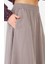 Gabardin Uzun Kloş Etek Gri 1