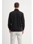 Premium Kalın Dokulu Dik Yaka Fermuarlı Siyah Erkek Sweatshirt 53075 3