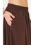 Gabardin Uzun Kloş Etek Kahve 3