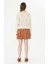 Kemerli Pileli Süet Kısa Etek Taba 2