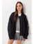 Oversize Kaşe Bomber Ceket LFG0167 Siyah 3