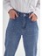 Taş Işlemeli Mom Fit Pantolon Mavi 4