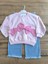 Laura Baby Kız Bebek/çocuk Fiyonklu ve Kot Pantolonlu Pembe Takım 5