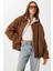 Buklet Oversize Bomber Ceket LFG0165 Kahverengi 1