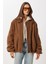 Buklet Oversize Bomber Ceket LFG0165 Kahverengi 4