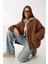 Buklet Oversize Bomber Ceket LFG0165 Kahverengi 5