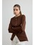 Noi Belden Oturtmalı Triko Hırka Acı Kahve 3