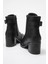 Kadın Tokalı Bağcıklı Topuklu Bot Siyah Cilt 4