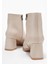 Kadın Sade Lastikli Sivri Burunlu Topuklu Bot Ten Cilt 4