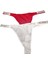 Victorias Modeli Suni Elmas Işıltılı Askılı Tanga Külot 2li Kırmızı-Beyaz , 2li Paket Kaliteli Tanga Külot 2