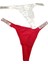 Victorias Modeli Suni Elmas Işıltılı Askılı Tanga Külot 2li Kırmızı-Beyaz , 2li Paket Kaliteli Tanga Külot 4