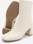 Kadın Küt Burun Fermuarlı Topuklu Bot Nonas Ekru 5