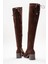 Kadın Dizüstü Streç Topuklu Çizme; Kahve Süet 4