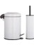 Haus Pedallı Çöp Kovası Tuvalet Wc Fırçası Çöp Kovası 2'li Seti 5 Litre Beyaz 3