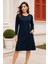 Kadın Lacivert Gizli Cepli Uzun Kollu Elbise 4