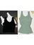 Kadın Atlet V Yaka | 3'lü Siyah, Beyaz ve Yeşil Renk Sütyenli- Pedli Modal Kumaş Kaşkorse Bluz Atlet 3
